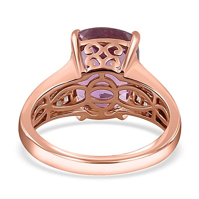 Iliana AAA Patroke Kunzite and SI Natural Pink and White Diamond 7.25 ctw Ring in 18K Rose Gold (Size 7.0)