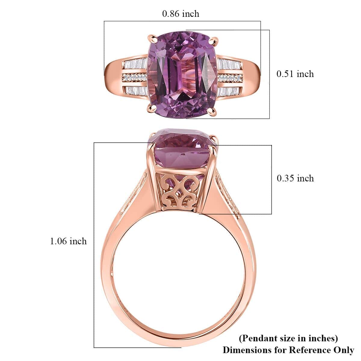 Iliana AAA Patroke Kunzite and SI Natural Pink and White Diamond 7.25 ctw Ring in 18K Rose Gold (Size 7.0) image number 5