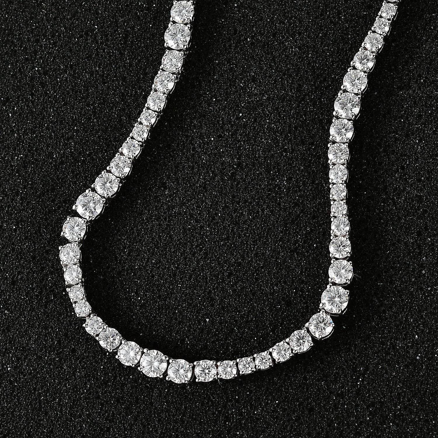 Moissanite Necklace 18 Inches in Platinum Over Sterling Silver 24.00 ctw