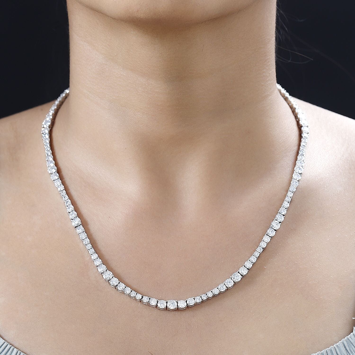 Moissanite Necklace 18 Inches in Platinum Over Sterling Silver 24.00 ctw