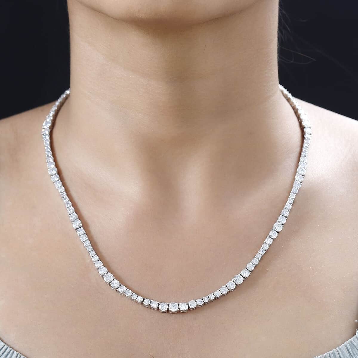 Moissanite Necklace 18 Inches in Platinum Over Sterling Silver 24.00 ctw image number 2