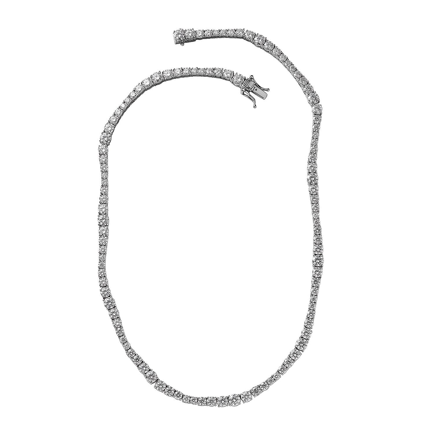 Moissanite Necklace 18 Inches in Platinum Over Sterling Silver 24.00 ctw