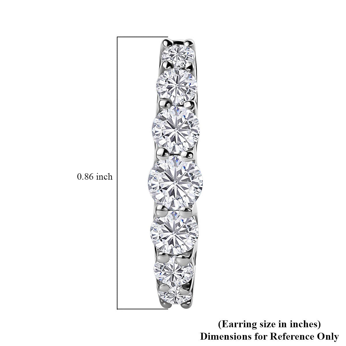 Moissanite Hoop Earrings in Platinum Over Sterling Silver 2.00 ctw