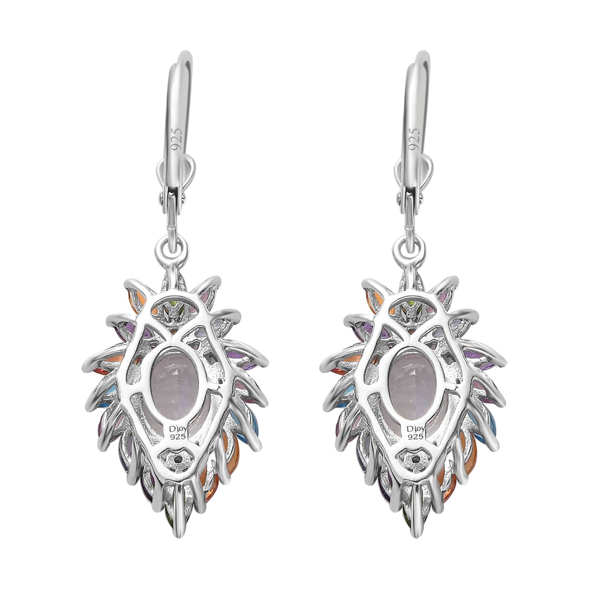 Premium Rainbow Moonstone and Multi Gemstone Earrings in Platinum Over Sterling Silver 7.10 ctw image number 5