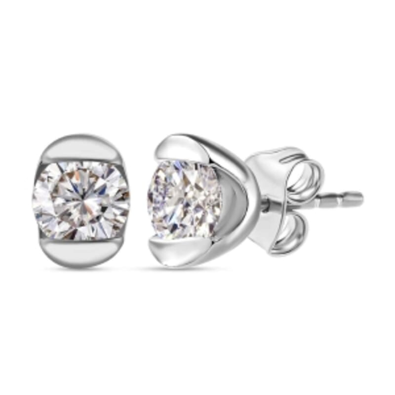White Moissanite 0.94 ctw Earrings in Platinum Over Sterling Silver