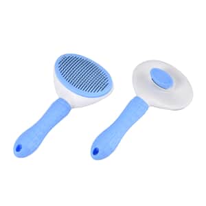 Blue Set of 2pc Pet self-cleaning Comb
