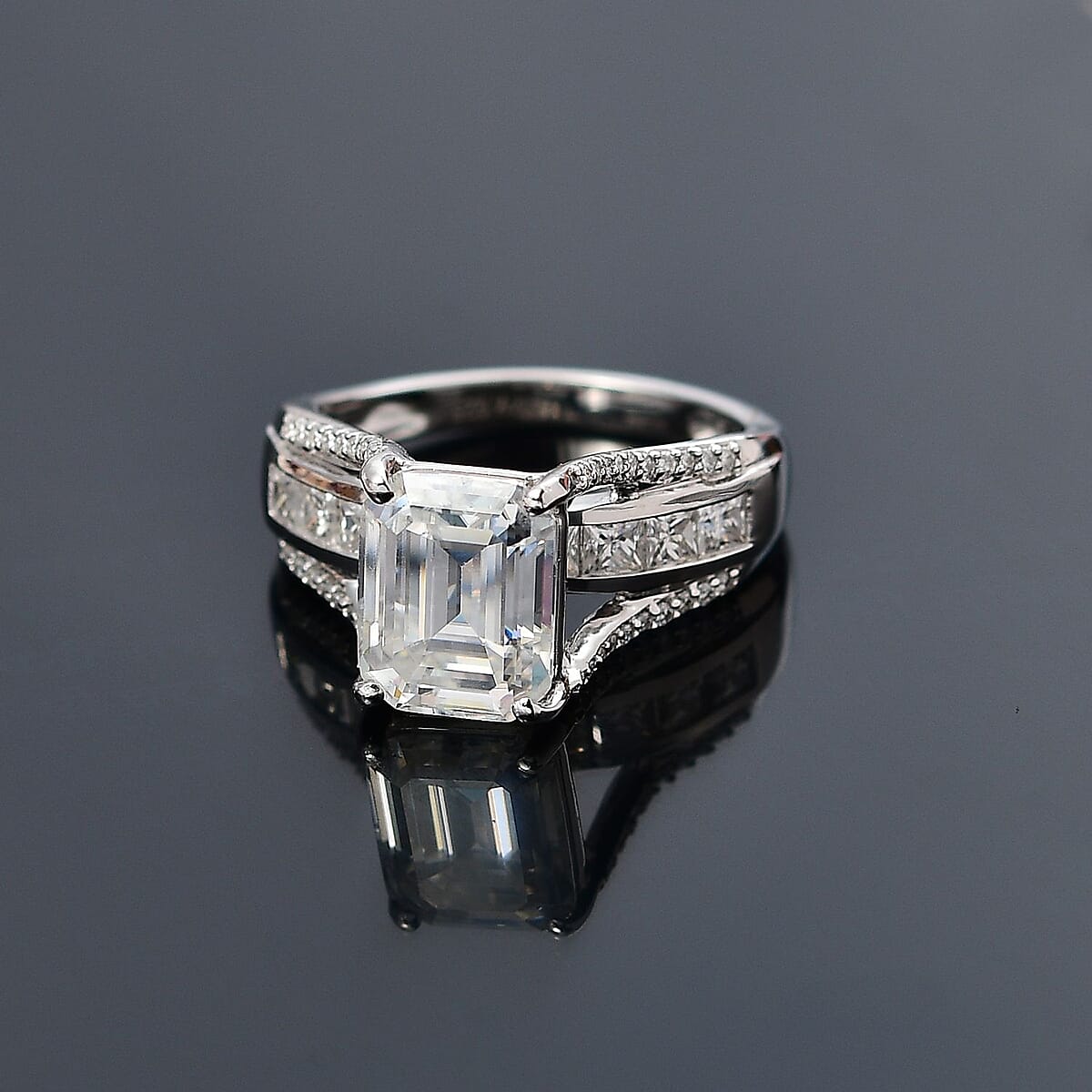 Moissanite Bridge Ring in Platinum Over Sterling Silver (Size 6.0) 4.20 ctw image number 1
