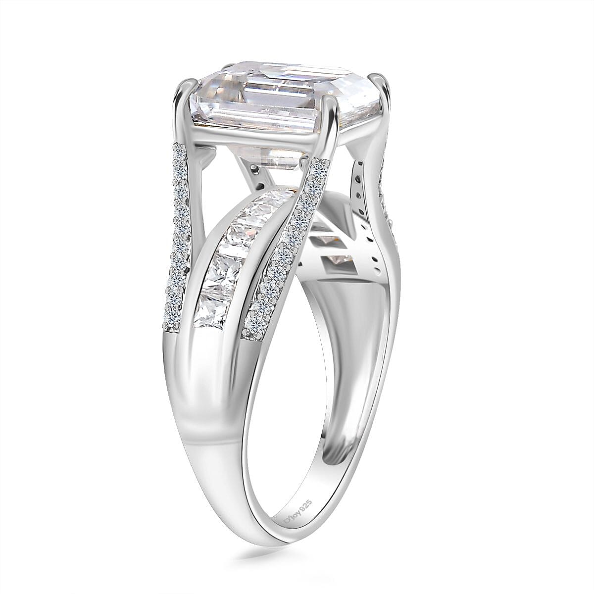 Moissanite Bridge Ring in Platinum Over Sterling Silver (Size 6.0) 4.20 ctw image number 3