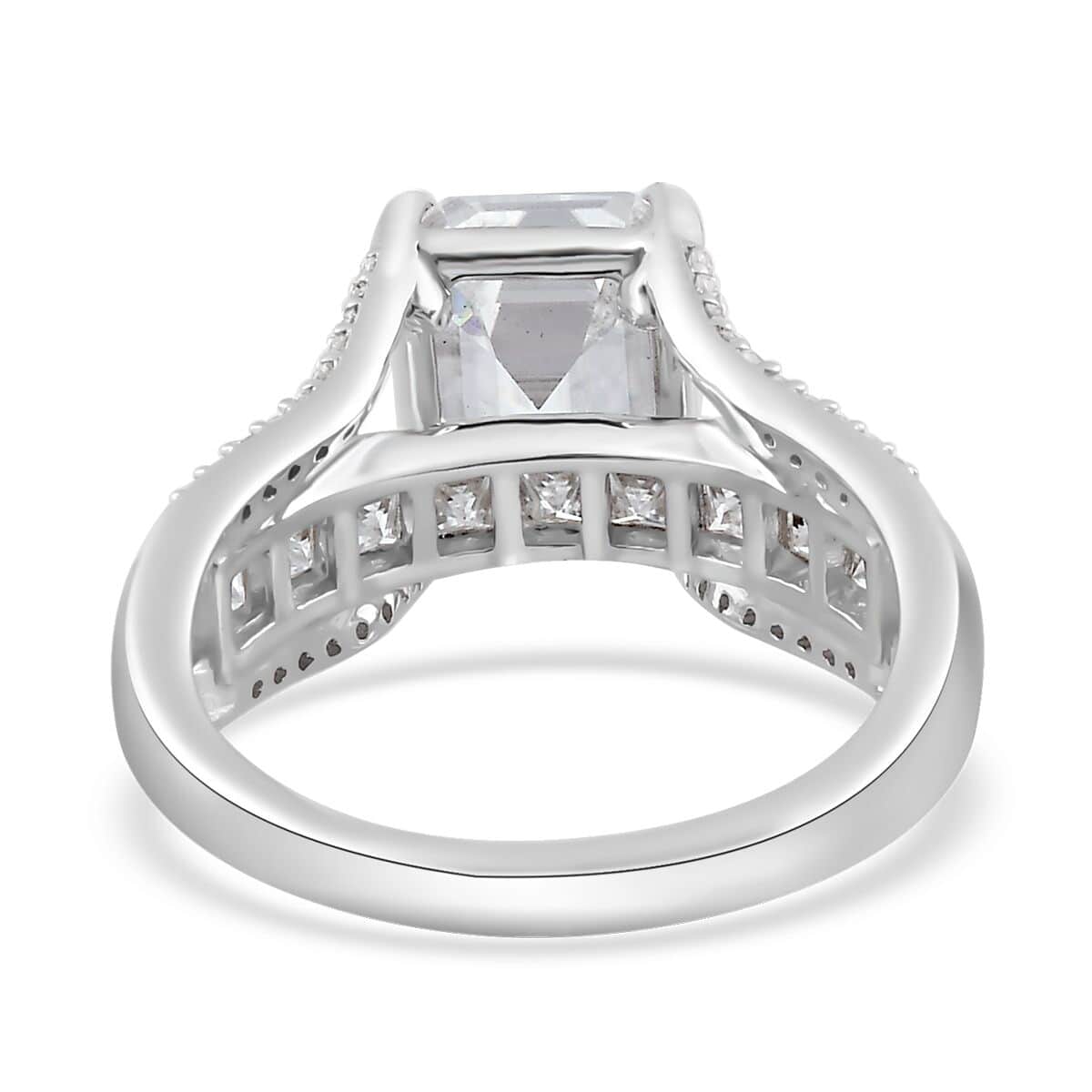 Moissanite Bridge Ring in Platinum Over Sterling Silver (Size 8.0) 4.20 ctw image number 4