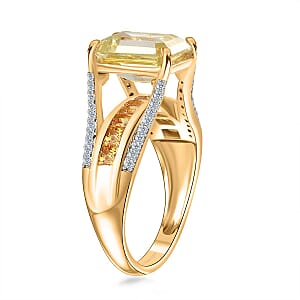 Yellow Moissanite and Multi Gemstone Bridge Ring in Vermeil Yellow Gold Over Sterling Silver (Size 9.0) 5.10 ctw