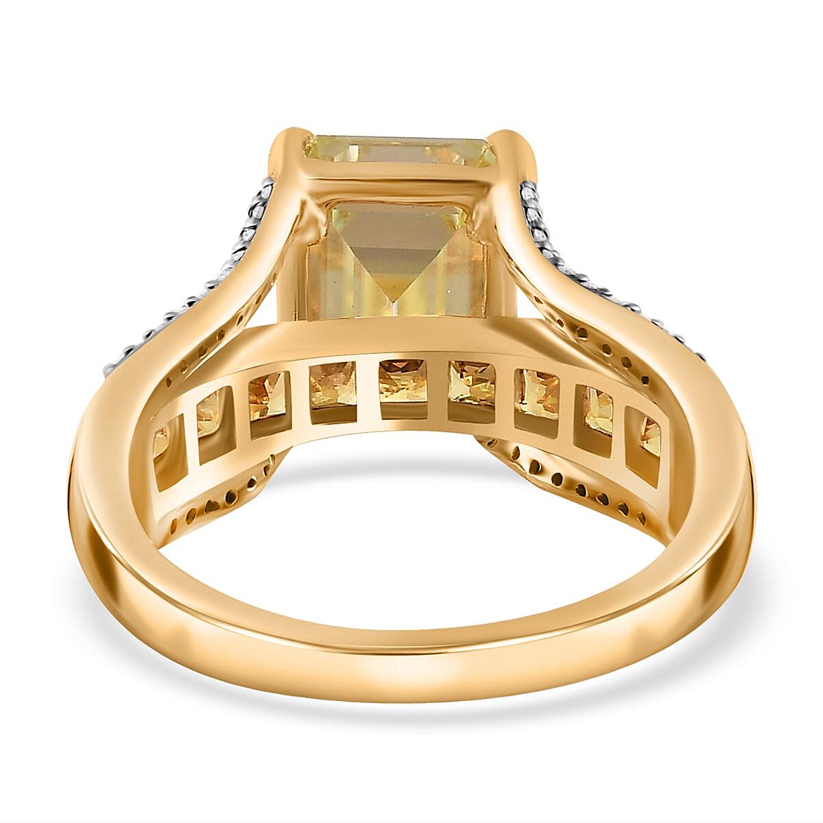 Yellow Moissanite and Multi Gemstone Bridge Ring in Vermeil Yellow Gold Over Sterling Silver (Size 9.0) 5.10 ctw image number 4