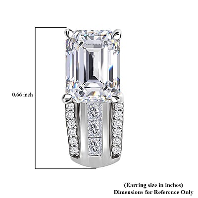 Moissanite Bridge J-Hoop Earrings in Platinum Over Sterling Silver 3.65 ctw