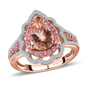 Premium Marropino Morganite and Multi Gemstone Ring in Vermeil Rose Gold Over Sterling Silver (Size 10.0) 2.40 ctw