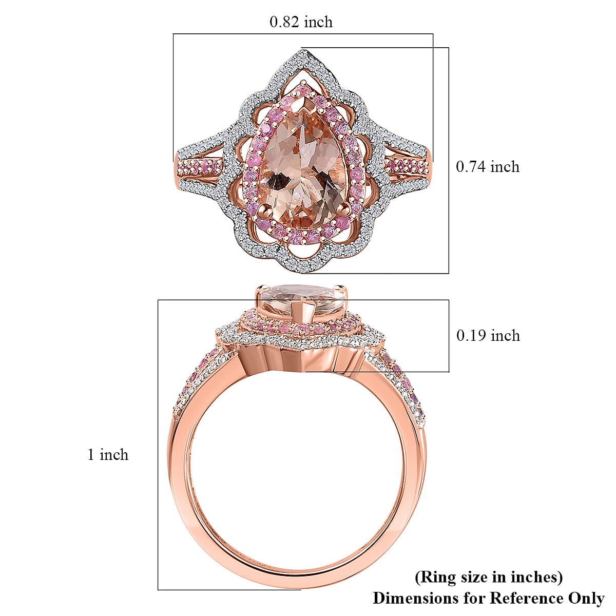 Premium Marropino Morganite and Multi Gemstone Ring in Vermeil Rose Gold Over Sterling Silver (Size 10.0) 2.40 ctw