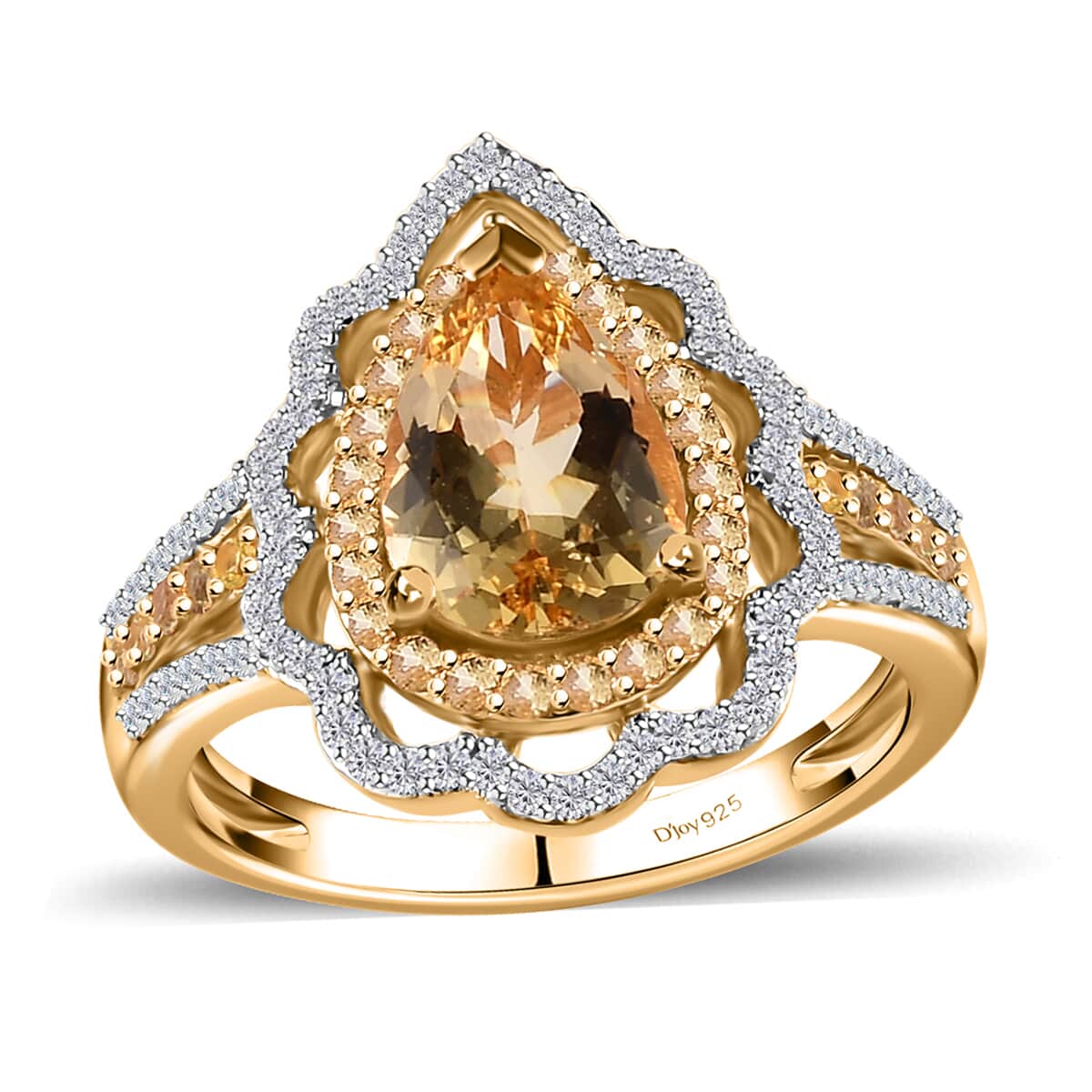 Brazilian Heliodor and Multi Gemstone 2.25 ctw Ring in Vermeil Yellow Gold Over Sterling Silver (Size 9.0) image number 0