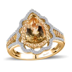 Brazilian Heliodor and Multi Gemstone 2.25 ctw Ring in Vermeil Yellow Gold Over Sterling Silver (Size 9.0)