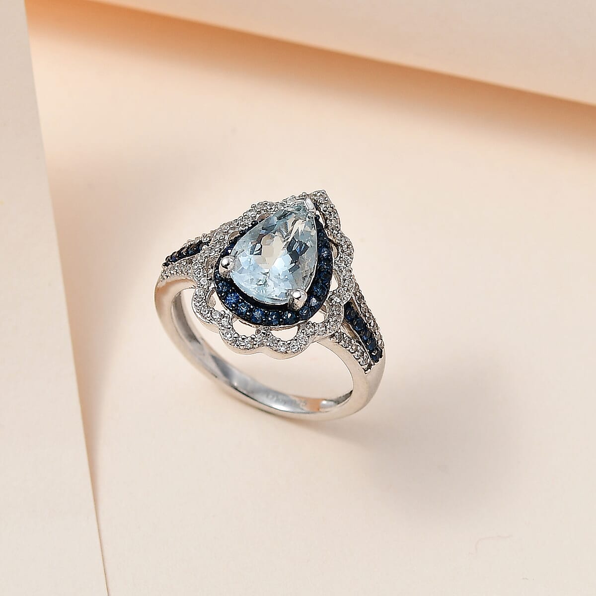 Premium Mangoro Aquamarine and Multi Gemstone Ring in Platinum Over Sterling Silver (Size 7.0) 2.25 ctw image number 1