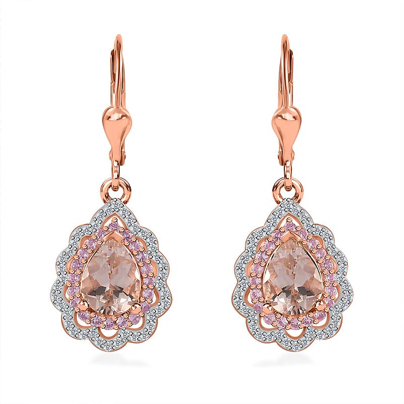 Premium Marropino Morganite and Multi Gemstone Earrings in Vermeil Rose Gold Over Sterling Silver 2.60 ctw