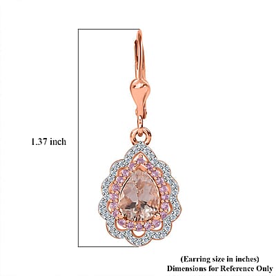 Premium Marropino Morganite and Multi Gemstone Earrings in Vermeil Rose Gold Over Sterling Silver 2.60 ctw