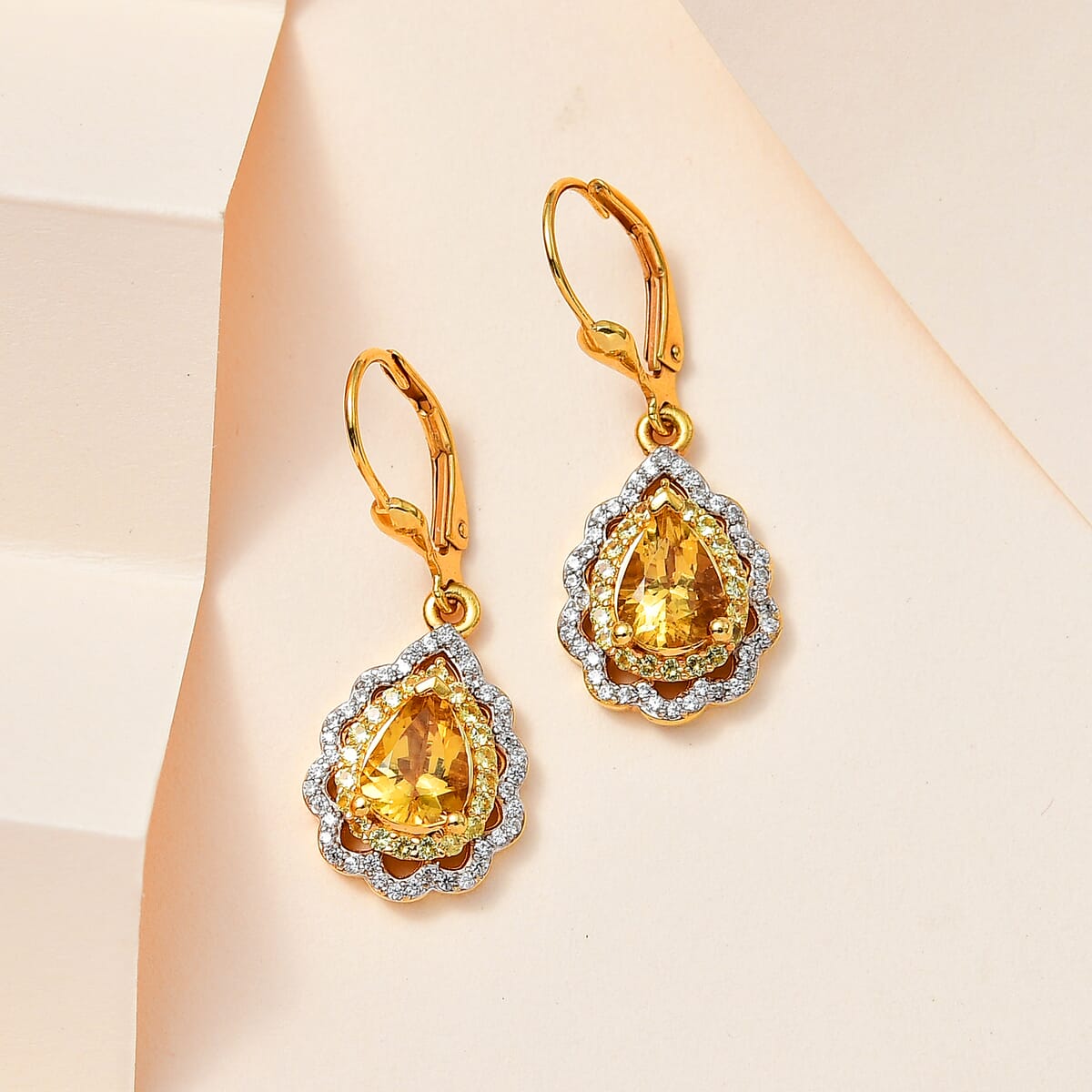 Brazilian Heliodor and Multi Gemstone Earrings in Vermeil Yellow Gold Over Sterling Silver 2.80 ctw image number 1