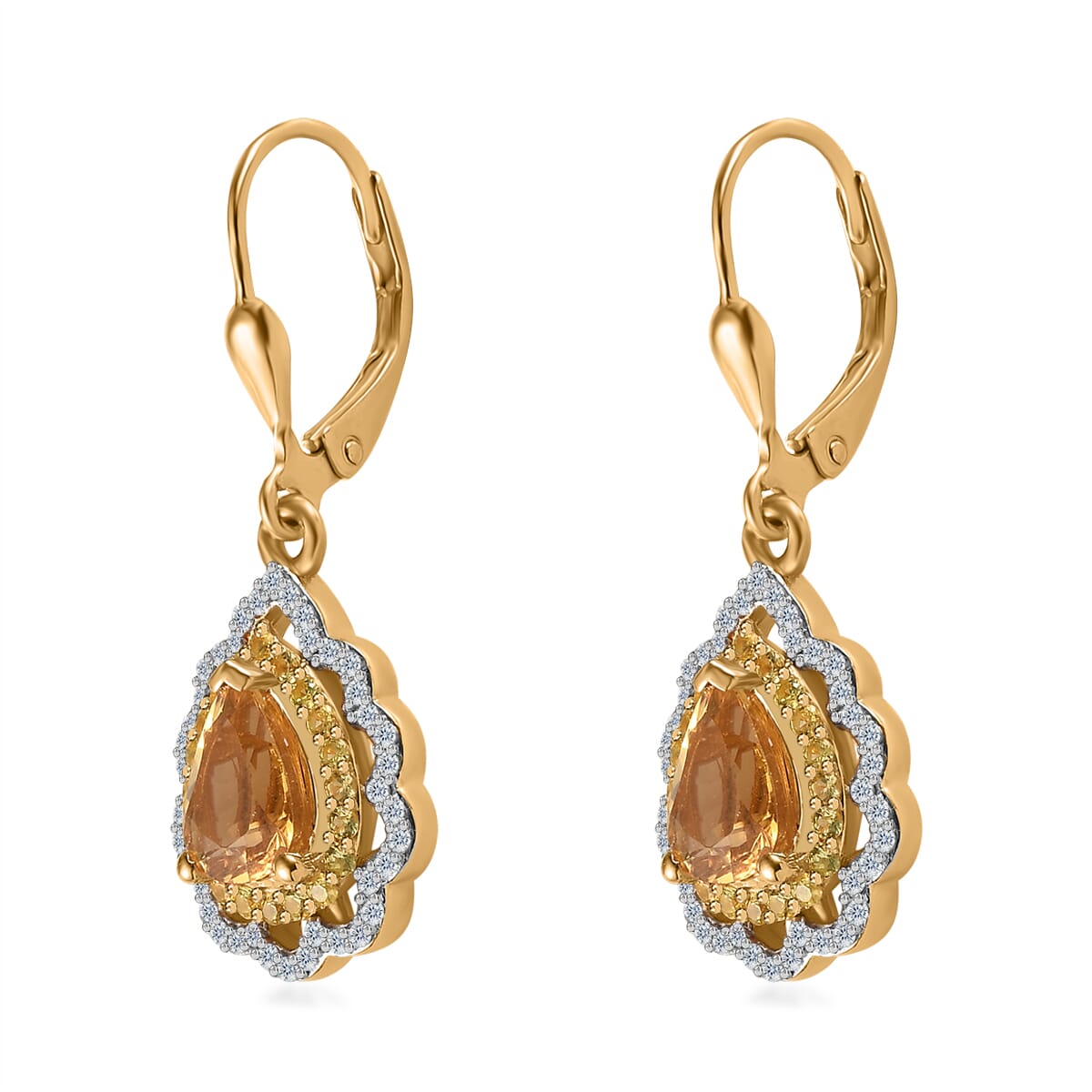 Brazilian Heliodor and Multi Gemstone Earrings in Vermeil Yellow Gold Over Sterling Silver 2.80 ctw image number 3