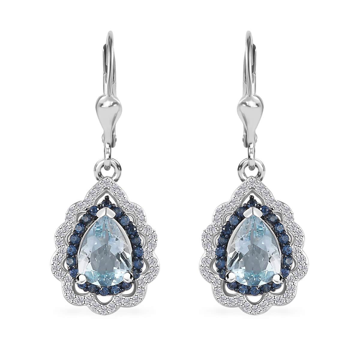 Premium Mangoro Aquamarine and Multi Gemstone Earrings in Platinum Over Sterling Silver 2.90 ctw image number 0