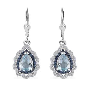 Premium Mangoro Aquamarine and Multi Gemstone Earrings in Platinum Over Sterling Silver 2.90 ctw
