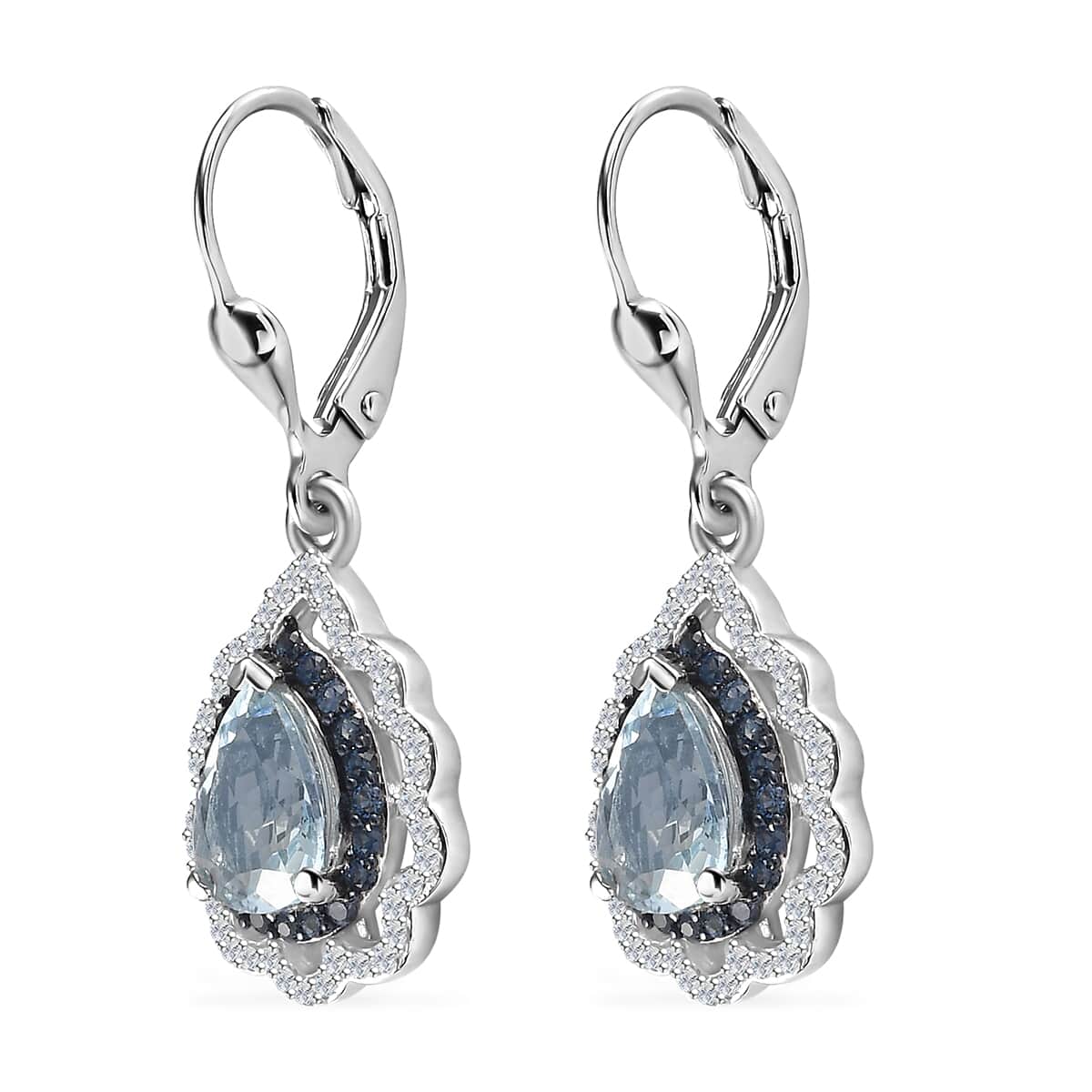 Premium Mangoro Aquamarine and Multi Gemstone Earrings in Platinum Over Sterling Silver 2.90 ctw image number 3