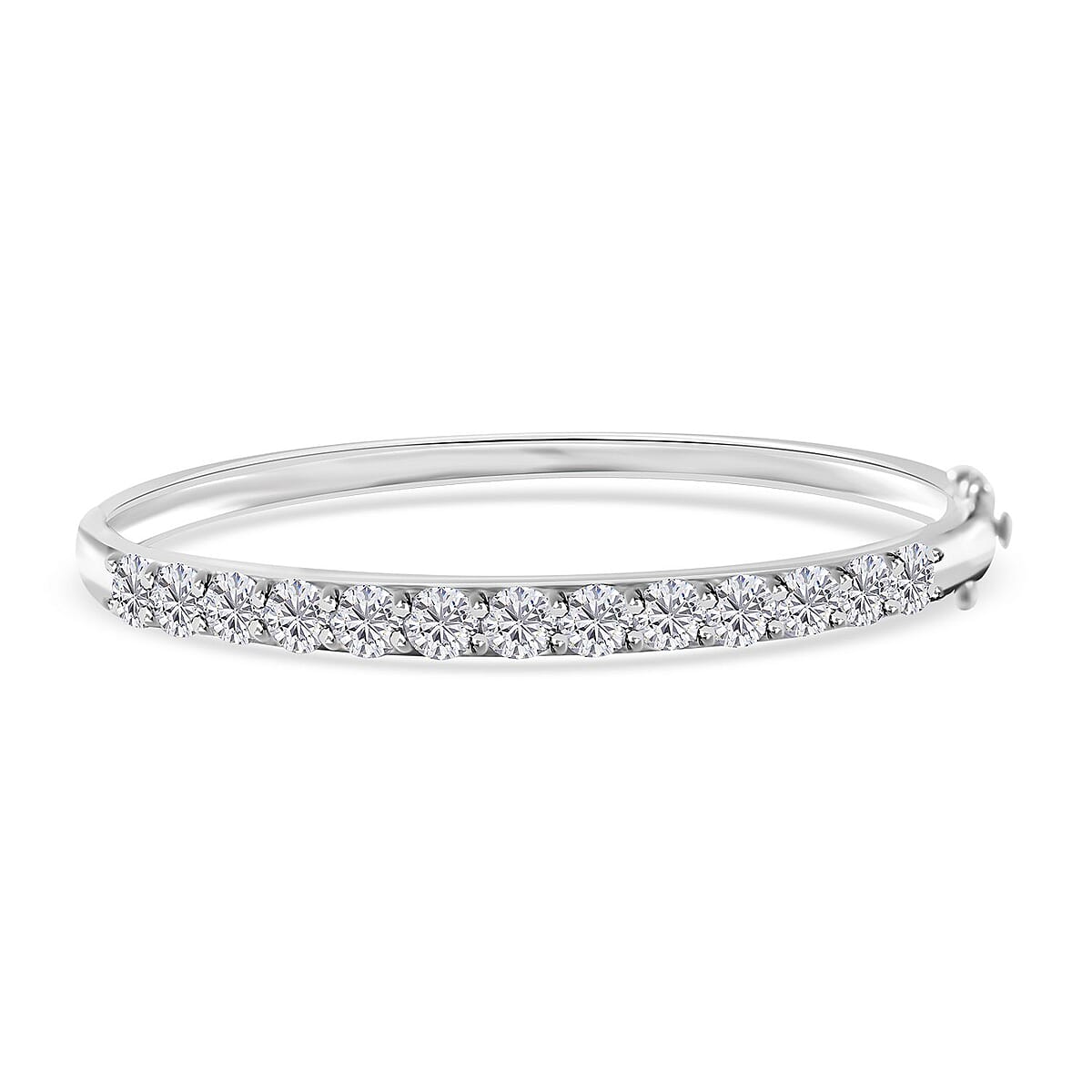 Moissanite 6.50 ctw Bangle Bracelet in Platinum Over Sterling Silver (7.25 In) image number 0