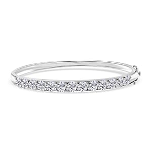 Moissanite 6.50 ctw Bangle Bracelet in Platinum Over Sterling Silver (7.25 In)