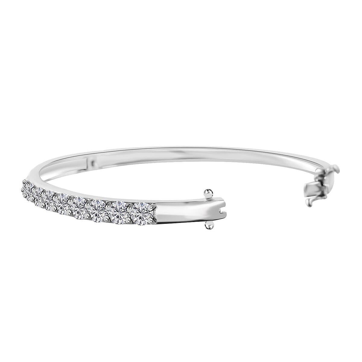 Moissanite 6.50 ctw Bangle Bracelet in Platinum Over Sterling Silver (7.25 In) image number 2