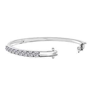 Moissanite 6.50 ctw Bangle Bracelet in Platinum Over Sterling Silver (7.25 In)