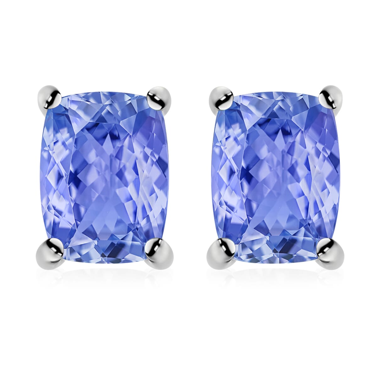 Tanzanite Solitaire Stud Earrings in Platinum Over Sterling Silver 2.10 ctw image number 0