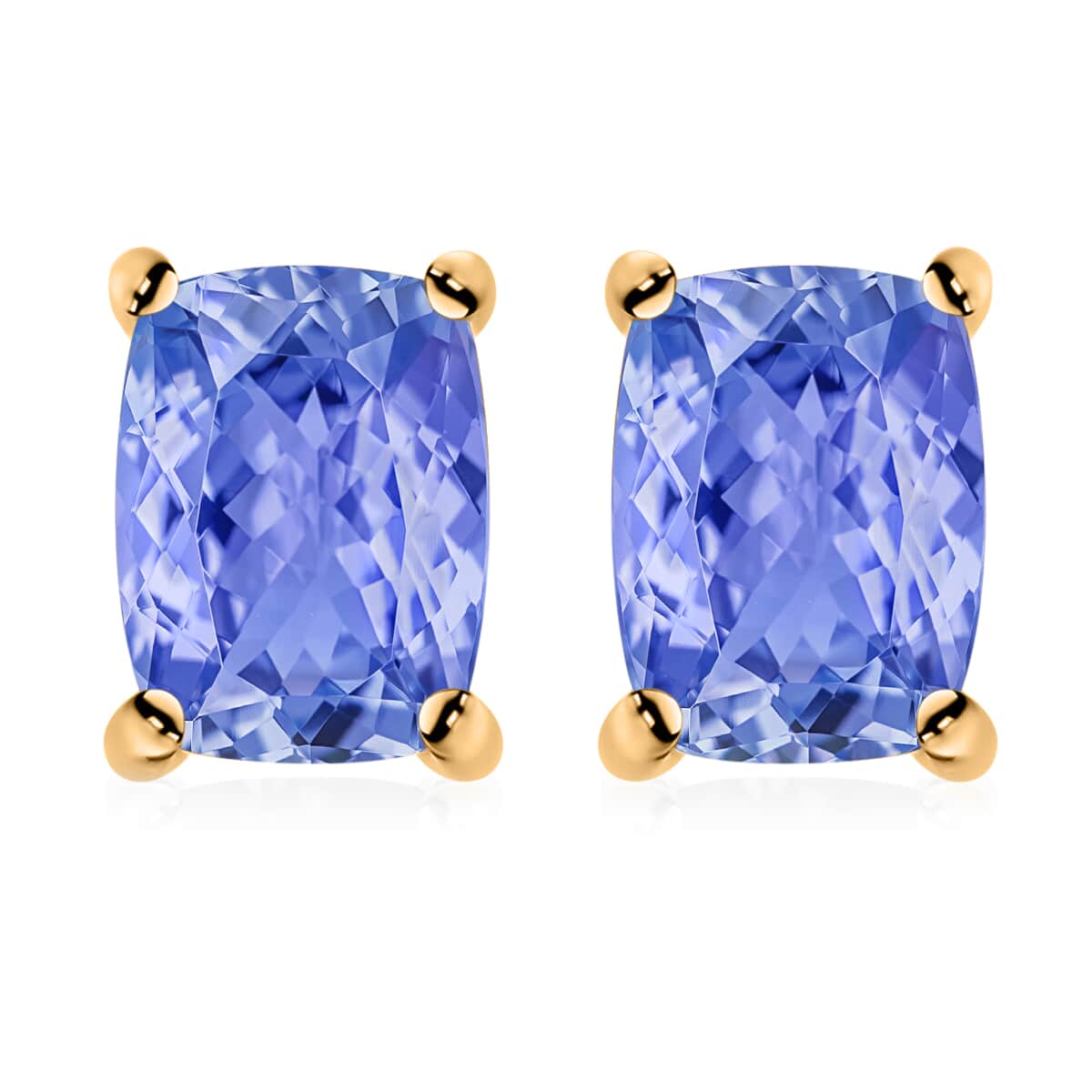 Tanzanite 2.10 ctw Solitaire Stud Earrings in Vermeil Rose Gold Over Sterling Silver image number 0