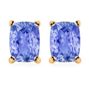 Tanzanite 2.10 ctw Solitaire Stud Earrings in Vermeil Rose Gold Over Sterling Silver