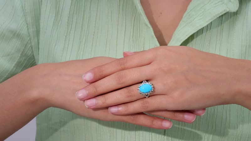 Premium Sleeping Beauty Turquoise, Multi Gemstone Ring in Platinum Over Sterling Silver (Size 10.0) 7.15 ctw
