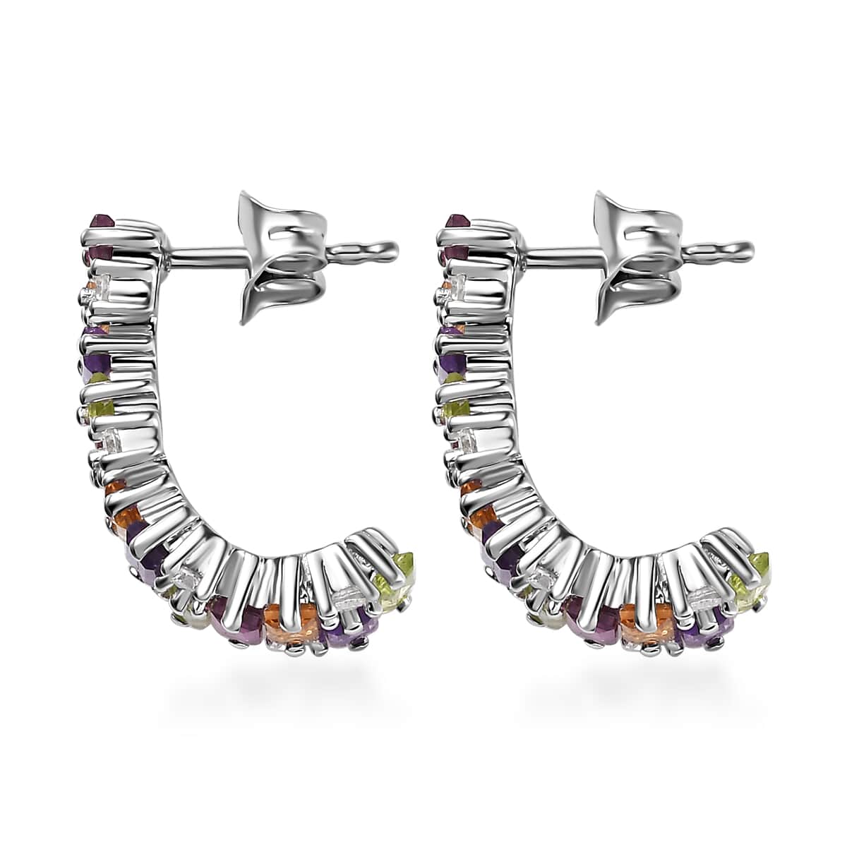 GP Royal Art Deco Collection Multi Gemstone Earrings in Platinum Over  Sterling Silver 3.90 ctw