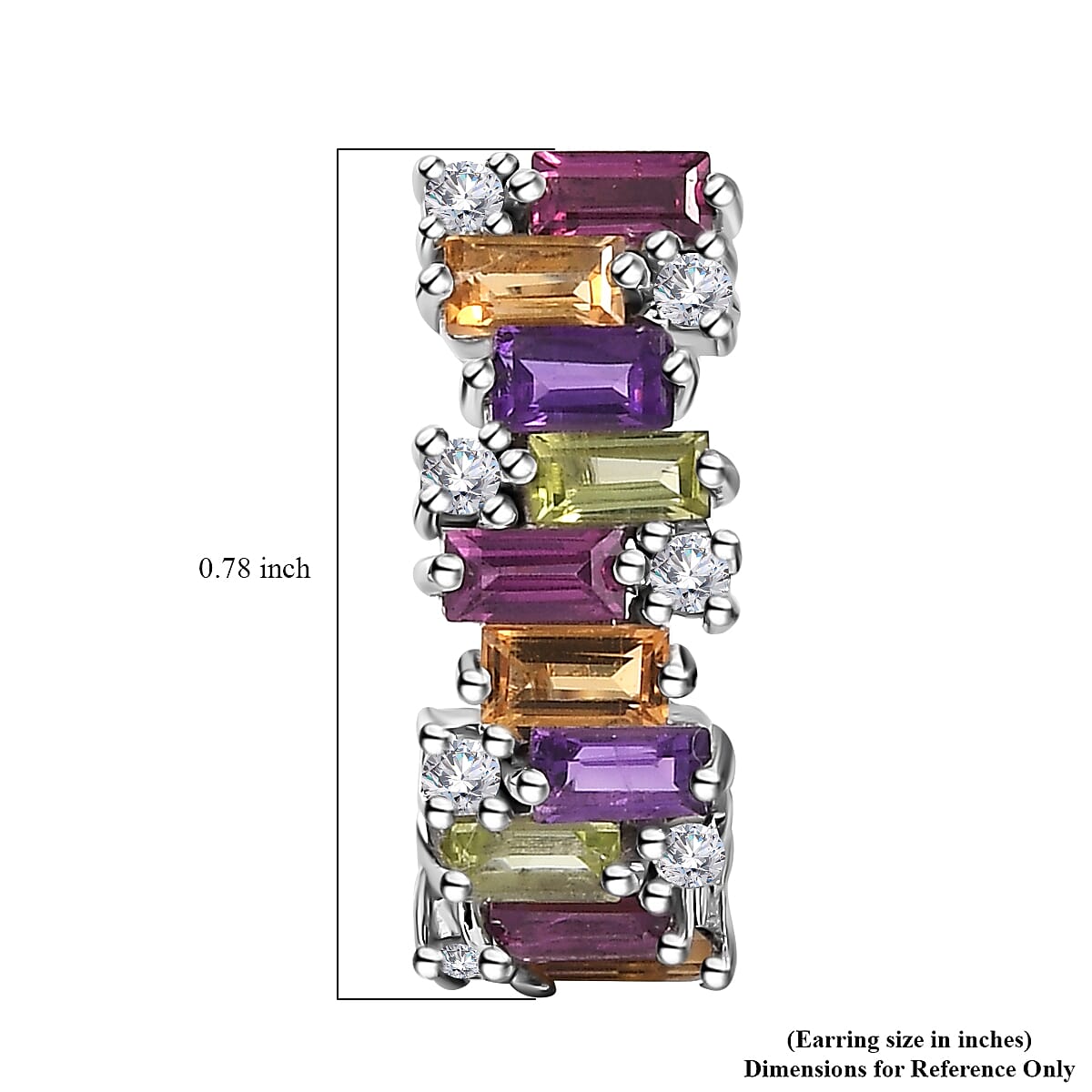 GP Royal Art Deco Collection Multi Gemstone Earrings in Platinum Over Sterling Silver 3.90 ctw