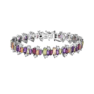 GP Royal Art Deco Collection Multi Gemstone Bracelet in Platinum Over Sterling Silver (6.50 In) 11.30 ctw