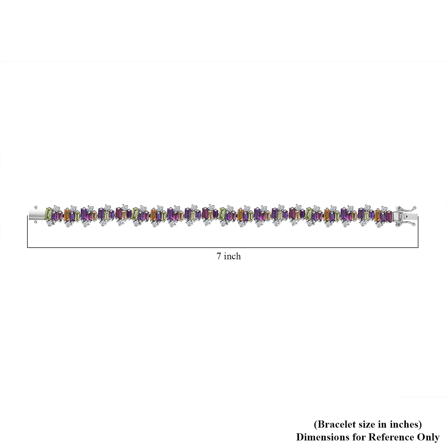 GP Royal Art Deco Collection Multi Gemstone Bracelet in Platinum Over Sterling Silver (6.50 In) 11.30 ctw