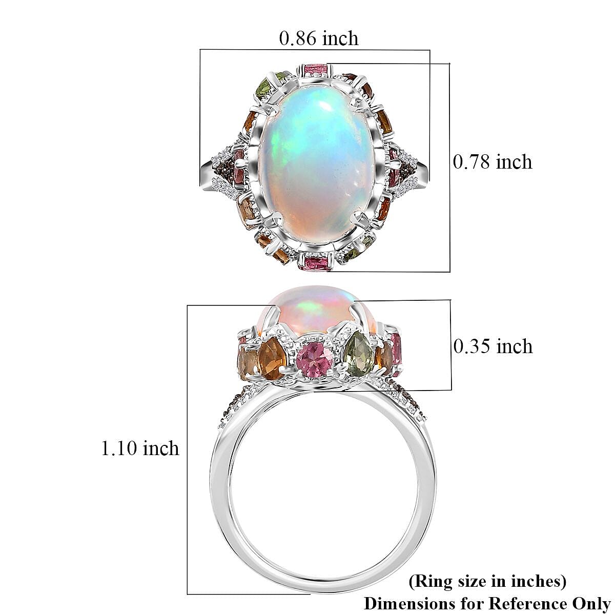 Premium Ethiopian Welo Opal and Multi Gemstone Ring in Platinum Over Sterling Silver (Size 8.0) 5.50 ctw image number 6
