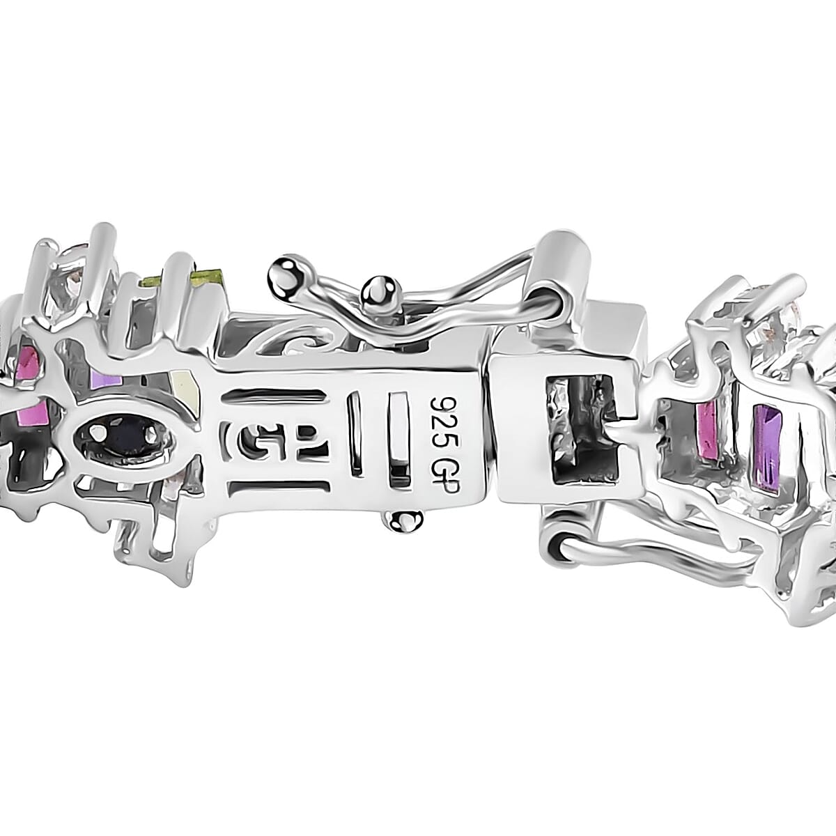 GP Royal Art Deco Collection Multi Gemstone Bracelet in Platinum Over Sterling Silver (7.25 In) 12.50 ctw image number 3