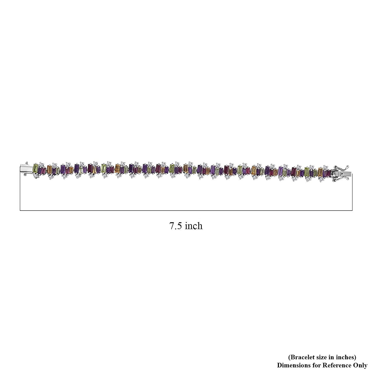 GP Royal Art Deco Collection Multi Gemstone Bracelet in Platinum Over Sterling Silver (7.25 In) 12.50 ctw image number 4