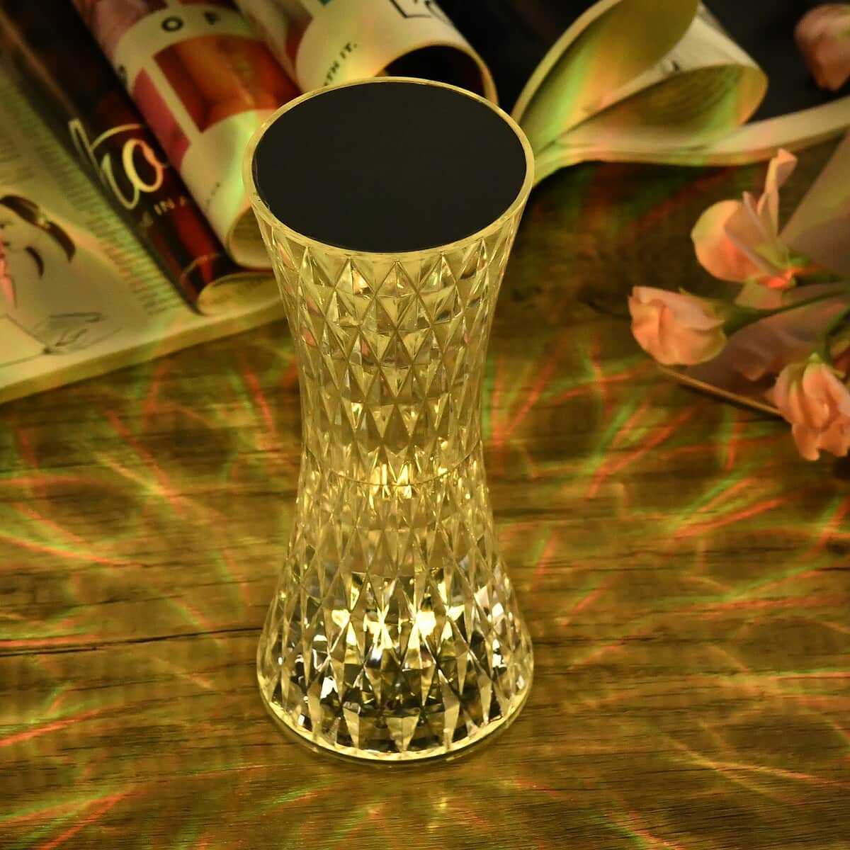 Rechargeable 3D Visual Pattern Crystal Table Lamp with Touch and Remote Control - Multi-Color Changing Light image number 1