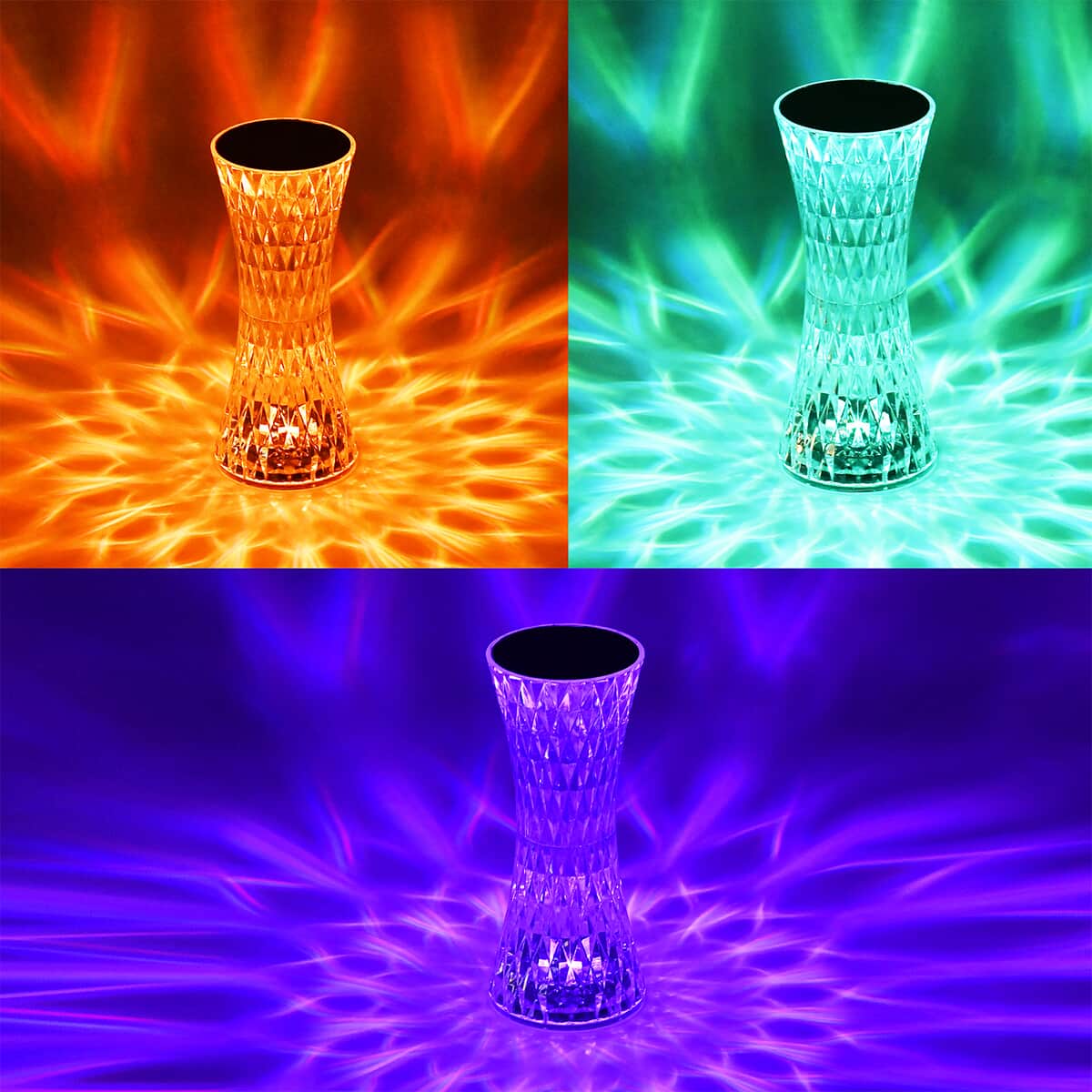 Rechargeable 3D Visual Pattern Crystal Table Lamp with Touch and Remote Control - Multi-Color Changing Light image number 2