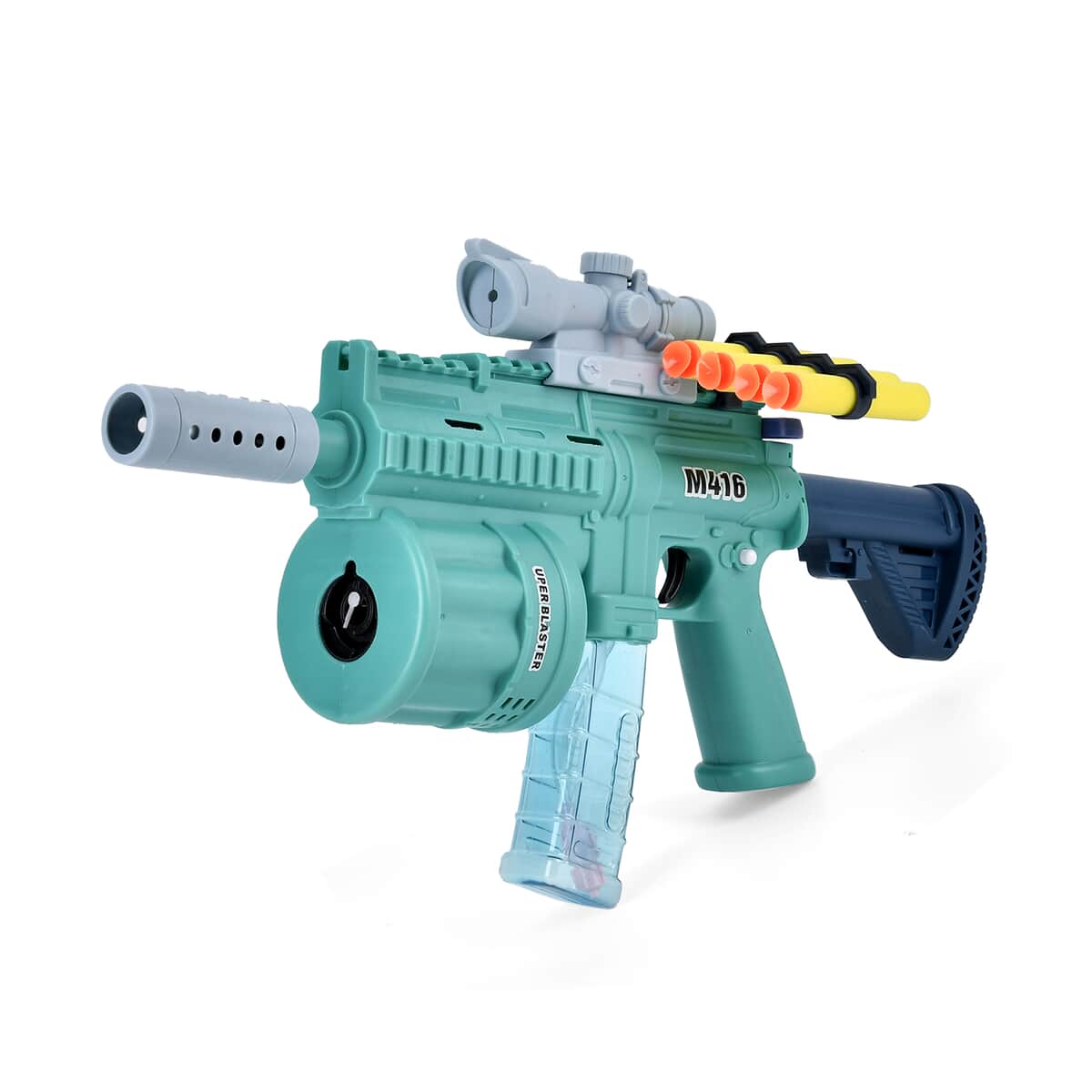 Multi Functional 3-in-1 Bubble Gun with Two Bottles of Bubble Liquid and 8 Soft Foam Bullets (3 AA batteries Not Included) image number 1