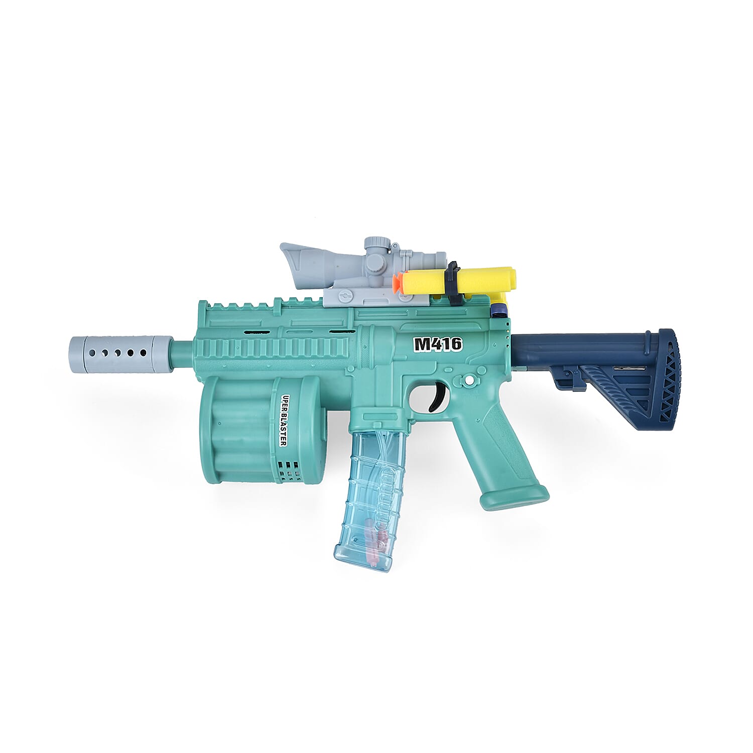 Multi Functional 3-in-1 Bubble Gun with Two Bottles of Bubble Liquid and 8 Soft Foam Bullets (3 AA batteries Not Included)