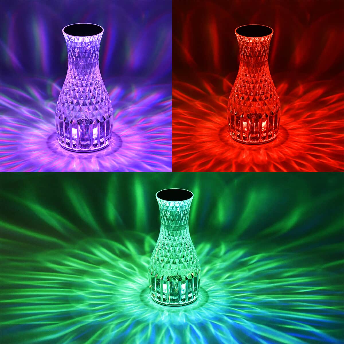 Doorbuster Rechargeable 3D Visual Pattern Crystal Table Lamp with Touch and Remote Control - Multi-Color Changing Light image number 2