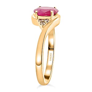 Certified & Appraised Luxoro 14K Yellow Gold AAA Montepuez Ruby and G-H I2 Diamond Ring (Size 10.0) 4.15 Grams 1.65 ctw