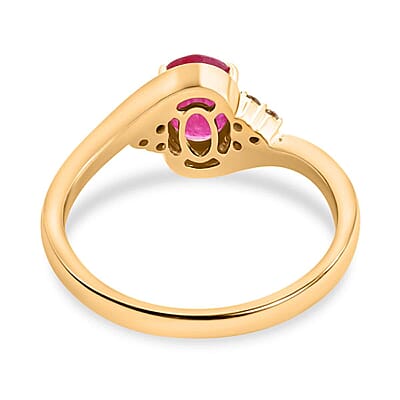 Certified & Appraised Luxoro 14K Yellow Gold AAA Montepuez Ruby and G-H I2 Diamond Ring (Size 10.0) 4.15 Grams 1.65 ctw